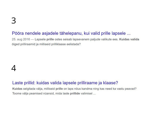 Otsingutulemuste pealkirjad 3 ja 4
